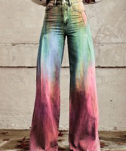 Women's Vibrant Tie-Dye Lightweight Flare Leg Pants