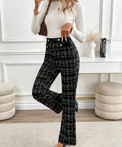 Elegant Polyester Flare Leg Pants for Women