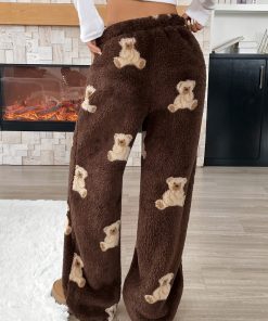 Women'S Casual Polyester Knit Wide Leg Pants